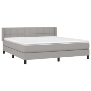 Κρεβάτι Boxspring με Στρώμα Ανοιχτό Γκρι 180x200 εκ. Υφασμάτινο