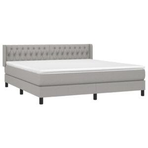 Κρεβάτι Boxspring με Στρώμα Ανοιχτό Γκρι 180x200 εκ. Υφασμάτινο