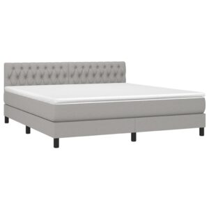 Κρεβάτι Boxspring με Στρώμα & LED Αν.Γκρι 180x200 εκ Υφασμάτινο