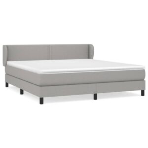 Κρεβάτι Boxspring με Στρώμα Ανοιχτό Γκρι 180x200 εκ. Υφασμάτινο