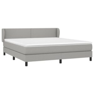 Κρεβάτι Boxspring με Στρώμα Ανοιχτό Γκρι 180x200 εκ. Υφασμάτινο