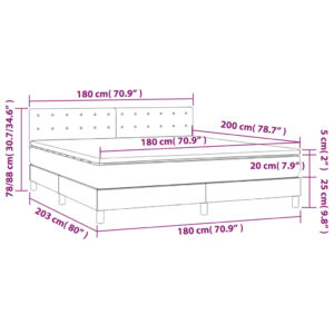 Κρεβάτι Boxspring με Στρώμα Ανοιχτό Γκρι 180x200 εκ. Υφασμάτινο