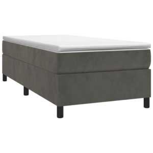 Κρεβάτι Boxspring με Στρώμα Σκούρο Γκρι 90x200 εκ. Βελούδινο