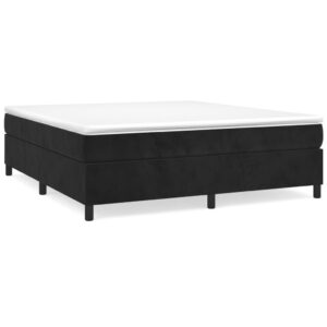 Κρεβάτι Boxspring με Στρώμα Μαύρο 200x200 εκ. Βελούδινο