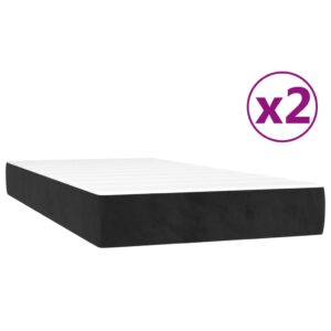 Κρεβάτι Boxspring με Στρώμα Μαύρο 200x200 εκ. Βελούδινο